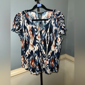 Liverpool Blue and Orange Abstract Blouse